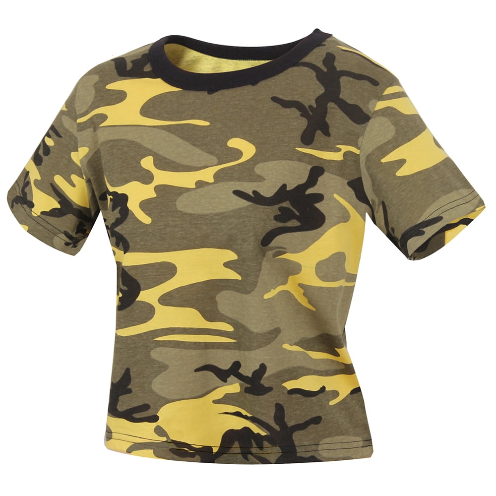 yellow camo crop top