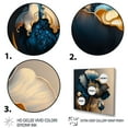 thumbnail image 3 of Designart Deep Blue And Gold Single Flower V Canvas Wall Art, 3 of 5