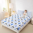 thumbnail image 4 of Manfei Colorful Stars Queen Sheet Sets 4 Pieces, Modern Geometric Art Flat Sheet, Abstract White Blue Black Queen Fitted Sheet, Ultra Soft Home Decor, 4 of 7
