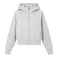 thumbnail image 5 of Womens Hoodies Solid Long Sleeve Sweatshirt Casual Zip Up Cropped Pullover Tops Fleece Lined Winter, 5 of 6