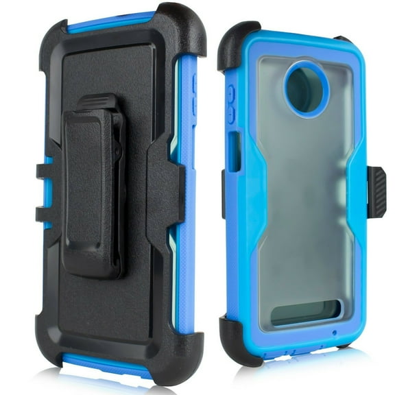 VALUE PACK For Motorola Moto Z3/Z3 Play Holster Hybrid Layers Shock Resistant Design Protective Phone Case with Built-in Screen Protector and Kickstand (Black)