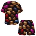 thumbnail image 3 of Leopard Print Pattern Women's Ruffle Short Sleeve Tops And Shorts Cute Peeps Bunny Pajamas Sets, 3 of 7