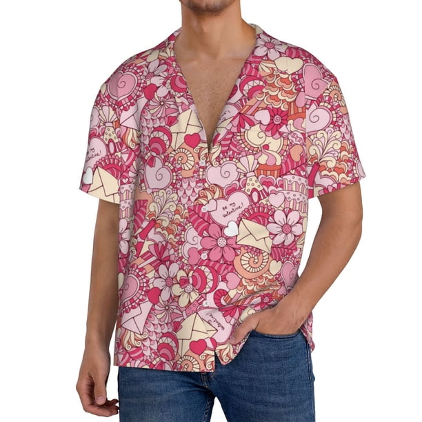 Balery Sweet Camisa Casual de Manga Corta con Botones para Hombre, Texturizada, Estilo Cubano, para Playa, Verano-X-Large