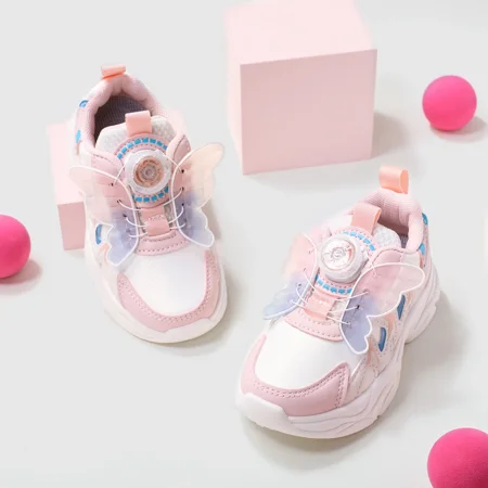 PatPat Little Girls' Shoes Adjustable Sneakers, Pink, Size Little Kid US 9