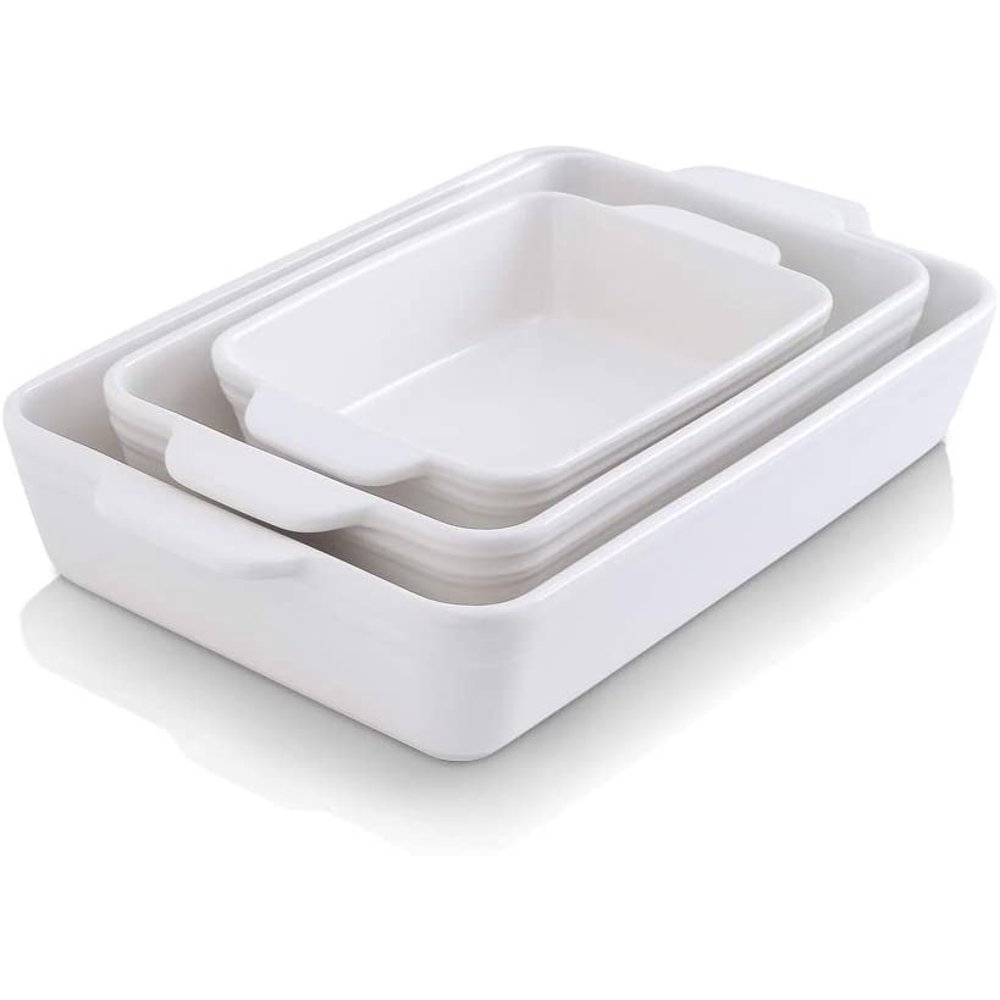 KOOV Bakeware Set, Ceramic Baking Dish Set, Rectangular Casserole Dish
