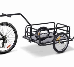 OverPatio Bike Cargo Trailer, Steel Bicycle Cart, Quick Release Scooter Sports, Black