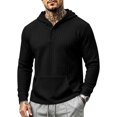thumbnail image 3 of MiYuan Mens Henley Hoodies Textured Knit Pullover Casual Long Sleeve Knit Hooded Sweatshirt with Kangaroo Pocket, 3 of 7