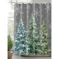thumbnail image 2 of Green Christmas Tree Shower Curtain Set ，Waterproof Fabric Shower Curtains Xmas Pine Trees Winter Snowflakes Grey Shower Curtains for Bathroom,Bathroom Decor 54x"78", 2 of 6