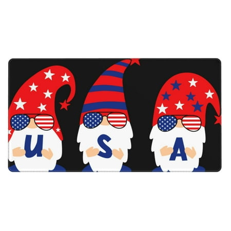 Pofeuu 4th of July Gnomes Print Mouse Pad Rubber Multipurpose Comfortable Waterproof Mousepad Desk Mat for Gamer Office Home