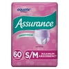 (3 Pack) Assurance Incontinence Underwear for Women, Maximum, S/M, 60 Ct