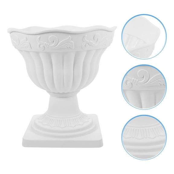 HIAKDOFT 1Pack White Plastic Flower Pot for Home and Garden Decorative Use