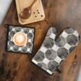 thumbnail image 5 of Gray White Gold Marble Pattern Kitchen Oven Mitt and Pot Holder Sets 4 Pcs for Baking, Cooking and Grilling, Heat Resistant Up To 392 °F, 5 of 7