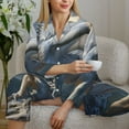 thumbnail image 6 of Honeii Mountain White Dragon print Women's Pajama Sets Long Sleeve Button Down Sleepwear Nightwear Soft Pjs Lounge Sets-X-Large, 6 of 7
