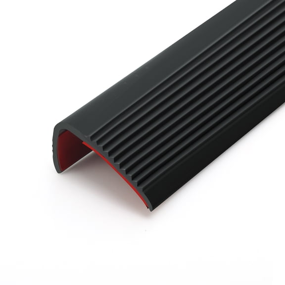 Taaizau Stair Anti Slip Nosing, Flexible Self-Adhesive Vinyl Edging Strip,16.4ft, Black