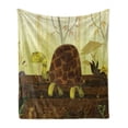 thumbnail image 1 of Turtle Soft Flannel Fleece Throw Blanket, Cartoon Style Woodland Composition Animal Walking Wildlife Natural Forest Fauna, Cozy Plush for Indoor and Outdoor Use, 50" x 60", Multicolor, by Ambesonne, 1 of 6