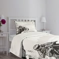 thumbnail image 5 of Ambesonne Inspirational Quilted Bedspread Set 2 Pcs, Motocross Racer, Twin Size, Black White, 5 of 6