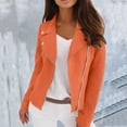 thumbnail image 2 of Uooqdmx Cropped Jacket Women Suede Jacket Women Zip Up Jackets for Women Faux Leather Jacket Women Open Front Cropped Coat Outwear, Orange S, 2 of 8