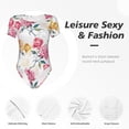 thumbnail image 6 of Rateoe Colorful Flowers Printed Women Rash Guard Short Sleeve,Tummy control Swimsuit Surfing Swimsuit Bathing Suit Short-sleeved Onesie UPF 50+, 6 of 6