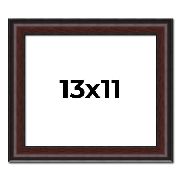 13x11 Frame Brown Round Mahogany Solid Wood Picture Frame | 1.625 Inch Moulding Width | with UV