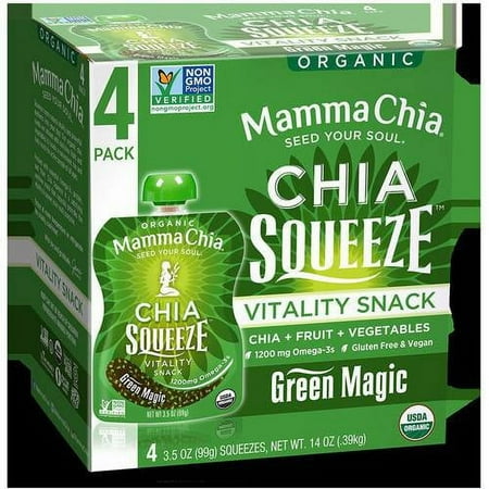 Mamma Chia Vitality Snack, Organic, Green Magic, 3.5 Ounce (Pack of 2)