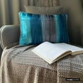 thumbnail image 3 of Blue 12"x20" (30x50 cm) Lumbar Pillow Cover, Velvet Ombre & Wrinkled Velvet Oblong Pillow, Ombre Pattern Modern Style - Ombre Teal, 3 of 9