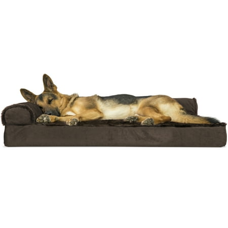 UPC: 0842229104714 | FurHaven Pet Products Plush & Velvet Deluxe Chaise Lounge Orthopedic Sofa-Style Pet Bed for Dogs & Cats – Sable Brown Jumbo