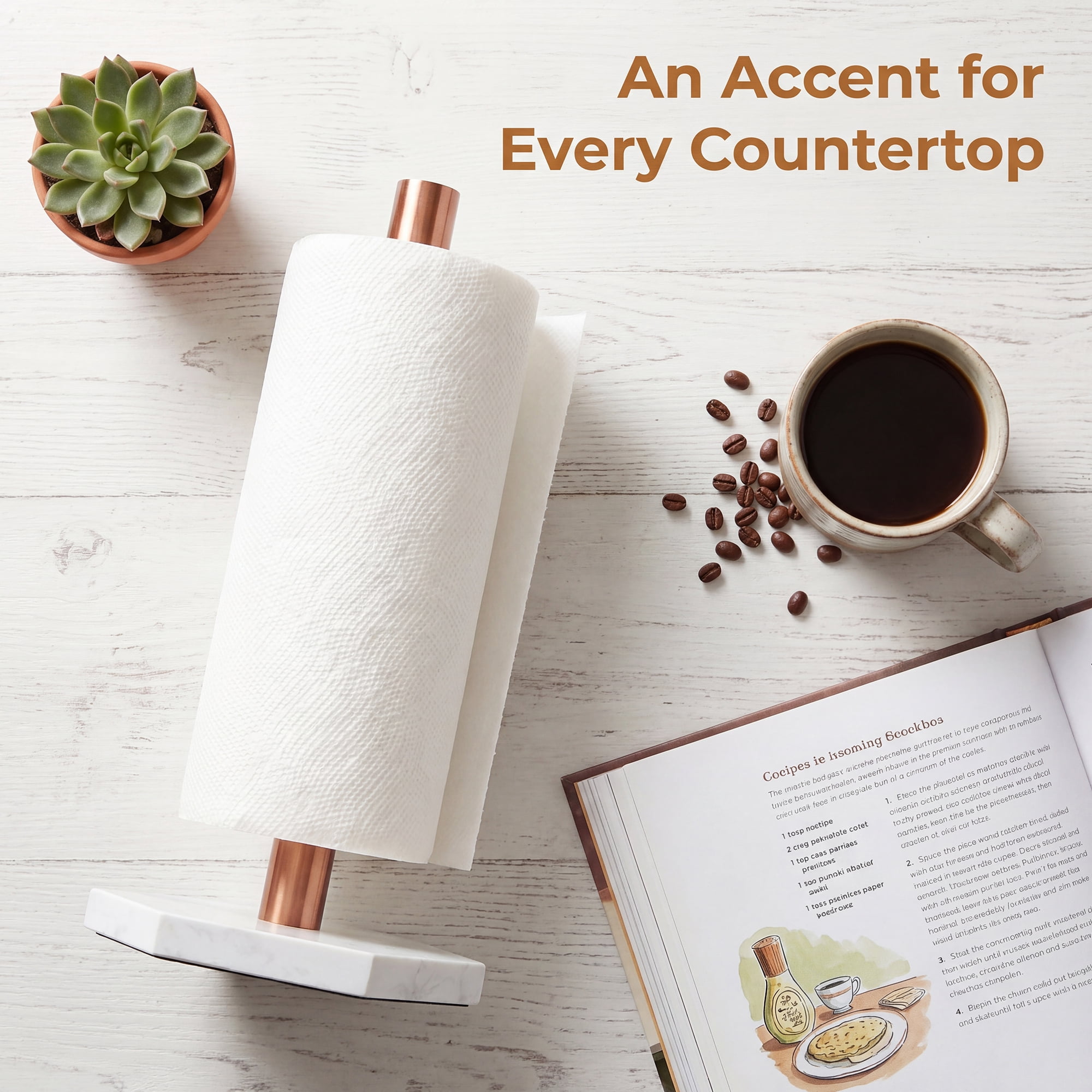 Unique Bargains Non Slip Base Paper Towel Holder Brown A 11.7x3.3inch