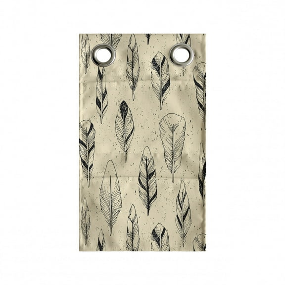 Tribal Hanging Pocket Organizer, Bohemian Feather Plumage Murky Hand Drawn Like Monochrome Repetition, Printed Polyester Storage Bag with Pockets, 9" x 27", Eggshell and Charcoal Grey