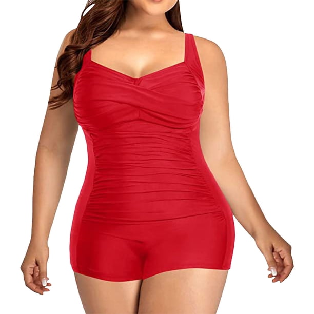¡Rebajas! Traje de baño de una pieza Prolriy para mujer, tallas grandes, vintage, fruncido, talla XXL