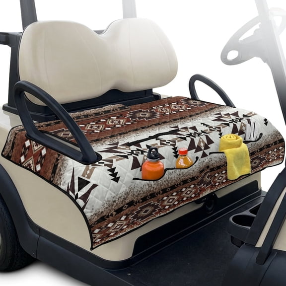 LedBack Aztec Tribal Print Golf Cart Seat Towel Blanket Covers with 4 Front Pockets Foldable Golf Seat Blanket for Cart with Non-Slip Backing, 30 x 51 Inches