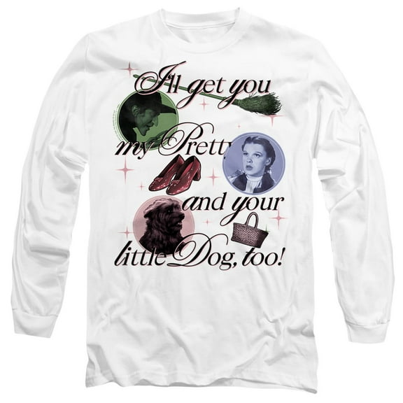 The Wizard of Oz I'll Get You My Pretty Unisex Adult Long-Sleeve T Shirt, White, Large