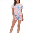 thumbnail image 3 of Defitshape Women's Summer Pajama Set Tie Dye 2 Piece Comfy Sleepwear Loose Soft Lounge Set Lightweight Holiday Sleeping Pj Set Short Sleeve Shorts Pjs Tie-Dyed Large, 3 of 5