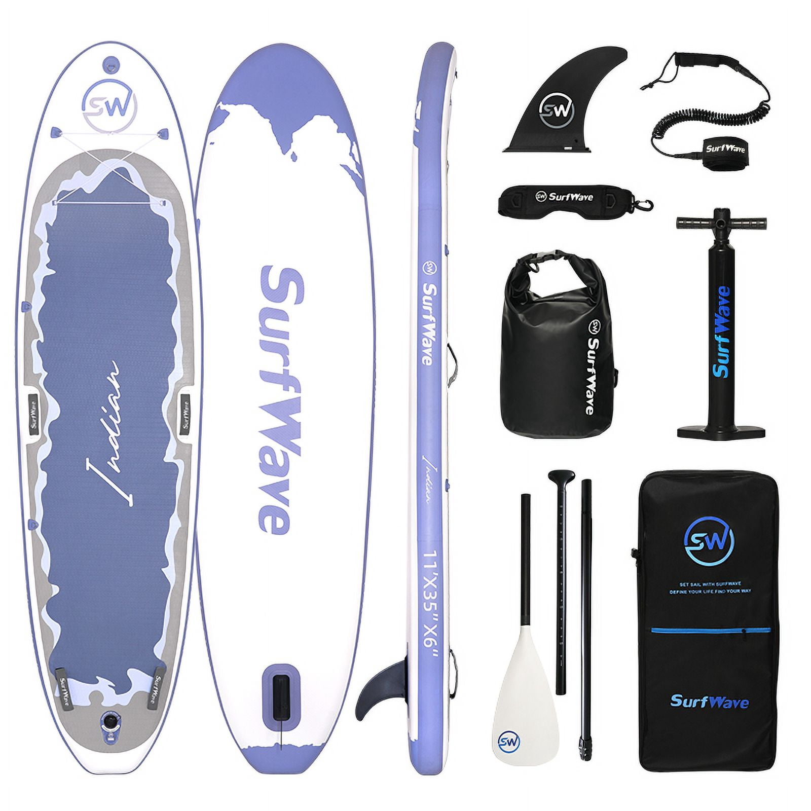 E-Western Inflatable Paddle Board 11'×34"×6" with Accessories - Portable, Stable, Ideal for Novice and Travel Adventures