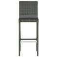 thumbnail image 3 of vidaXL Garden Bar Stools with Cushions 2 pcs Grey Poly Rattan, 3 of 5