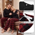 thumbnail image 5 of U2SKIIN Couple Pajama Sets, Plaid Matching Pajama Set for Men and Women Soft Warm Pjs Set（Dark-red/Christmas Tree Womens, Medium）, 5 of 6