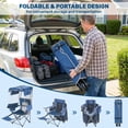 thumbnail image 4 of ABORON Beach Chair with Canopy Shade and Footrest, Folding Camping Canopy Chair with Cooler Bag, Cup Holder and Side Pocket, Portable Ergonomic Beach Chair for Adults Camping, Fishing - Blue 2 Pack, 4 of 10