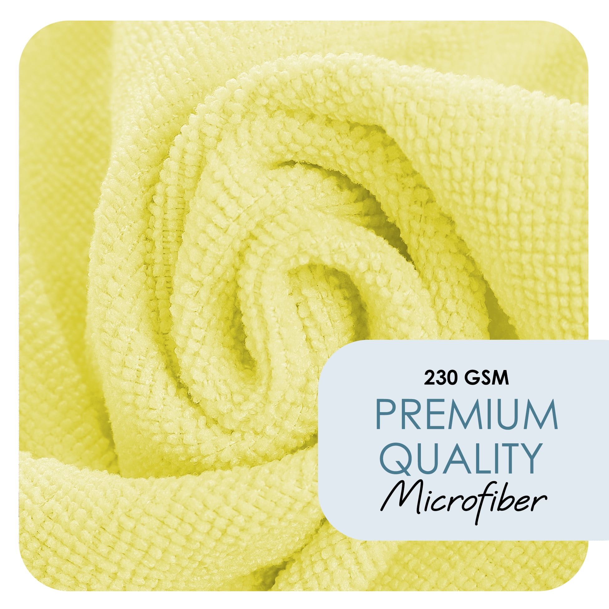 LammaLoe Microfiber Cleaning Cloths, Super Absorbent Cleaning Rags & Car Towels Lint Free, 12x12 Multi-Purpose, 96 Pack, Yellow