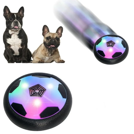 GIXUSIL Kids Hover Soccer Ball Gift Boys Girls Age 3,4,5,6,7,8,9-12 Year Old Air Power Sport Football Game Colorful LED Light & Foam Bumpers Indoor Outdoor Disk Toy（Black white）