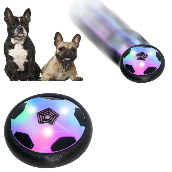 GIXUSIL Kids Hover Soccer Ball Gift Boys Girls Age 3,4,5,6,7,8,9-12 Year Old Air Power Sport Football Game Colorful LED Light & Foam Bumpers Indoor Outdoor Disk Toy（Black white）