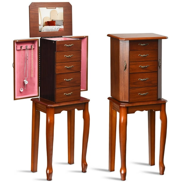 Costway Jewelry Cabinet Storage Chest, Wooden Dresser Jewelry Box