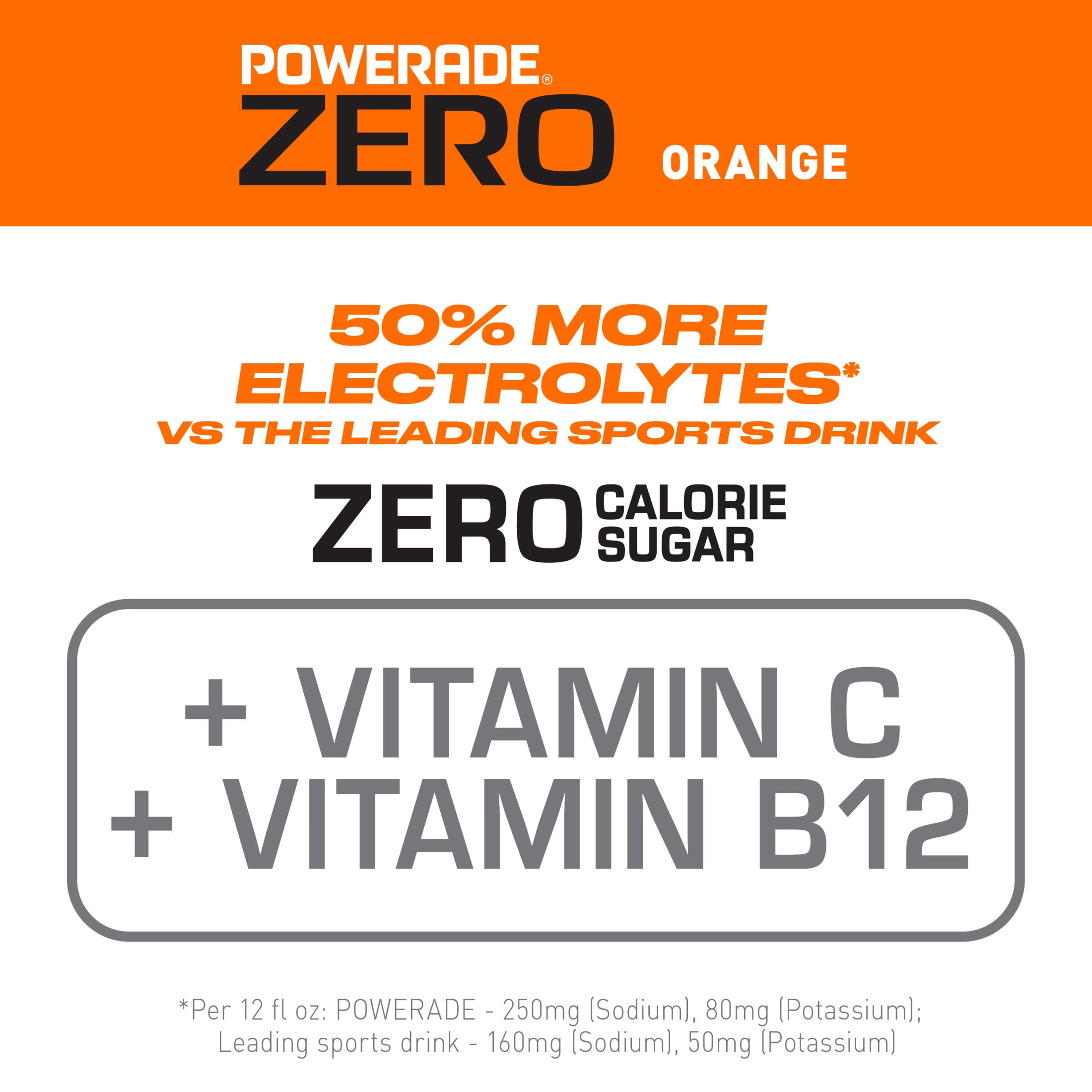 POWERADE Zero Sugar Orange Electrolyte Sports Drink Bottle, 28 fl oz