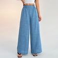thumbnail image 2 of Women's High Waisted Palazzo Pants Cotton Linen Wide Leg Trousers Casual Smocked Waist Beach Pants Flowy Long Swing Pants, 2 of 10