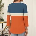 thumbnail image 4 of Womens Plus Size Tops 3/4 Length Sleeve Fall Fashion Trendy Casual Going Out Tops Cold Shoulder V Neck Gradient Plaid Graphic Shirts Casual Elegant Fall Blouse, 4 of 7