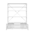 thumbnail image 3 of Benjara Metal Base Bookshelf and Ladder with 2 Extra Storage Compartments, White, 3 of 5