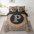 thumbnail image 2 of Feelyou Brown Initial P Twin Bedding Sets 7-Piece, Cheetah Print Bedding Comforter Set, 2 of 8