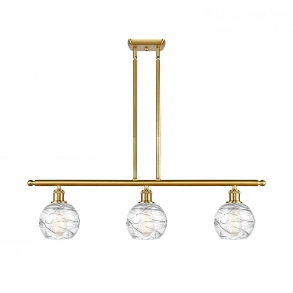 Innovations 516-3I-SG-G1213-6-LED Small Deco Swirl 3 Light Island Light part of the Ballston Collection, Satin Gold