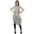 thumbnail image 1 of Moomaya Women's Printed One-Shoulder Cowl Kurti Sleeveless Dress Boho Party Designer Clothing, 1 of 7