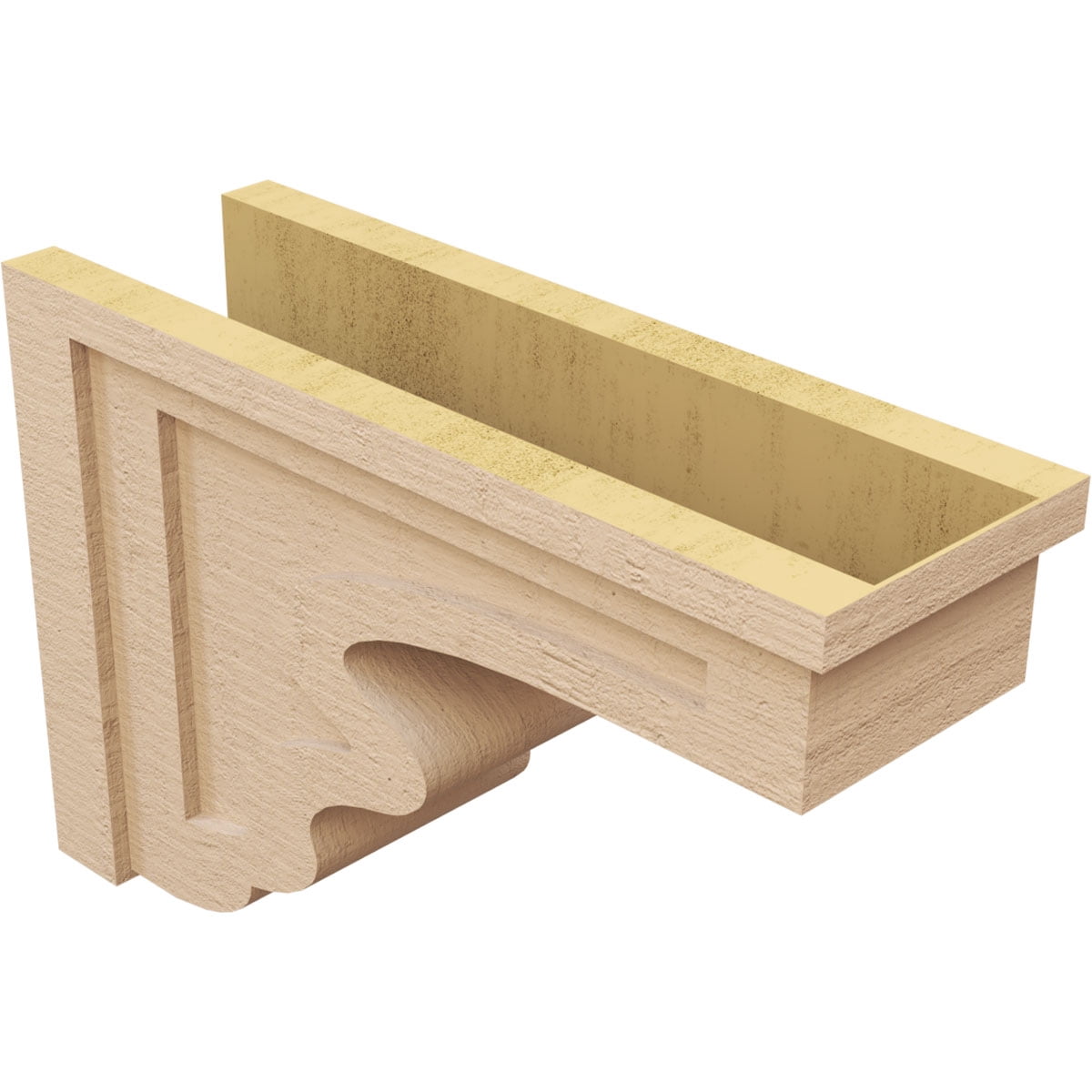 8"W x 24"D x 16"H Classic Highland Rough Cedar Woodgrain TimberThane Corbel, Primed Tan