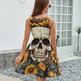 thumbnail image 6 of Sunflower Skull (8) Sleeveless Dress Women Summer Evening Dresses Ladies Sundress, 6 of 7
