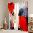 thumbnail image 3 of Manfei Chic Abstract Watercoor Curtains Pack of 2 (42x84 Each), Red Oil Printing Curtains Blackout, Vintage Mid Century Bedroom Curtains, Window Curtains Bedroom Decor, 3 of 6